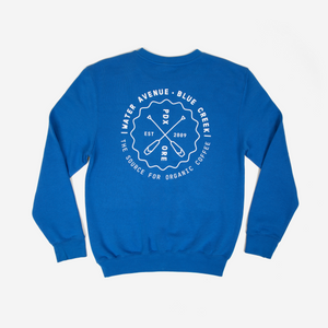 Blue Creek Crewneck from the back.