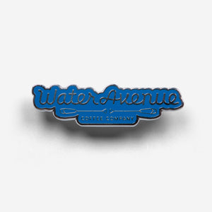 Blue Water Avenue logo pin from above